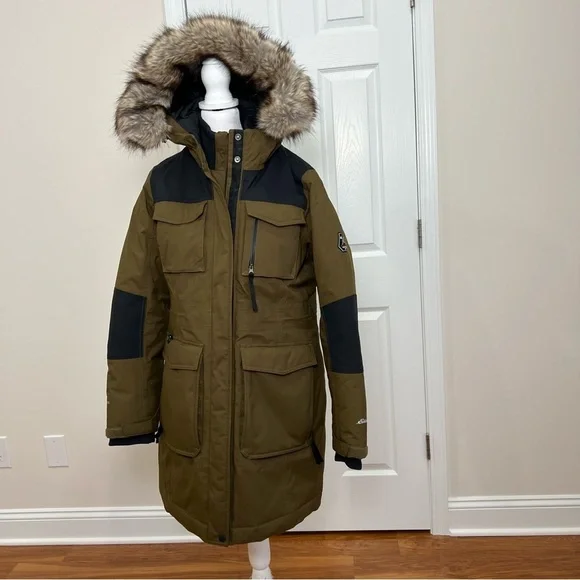 EDDIE BAUER WOMEN'S VINSONMOUNTAIN OPS DOWN PARKA FAUXFUR